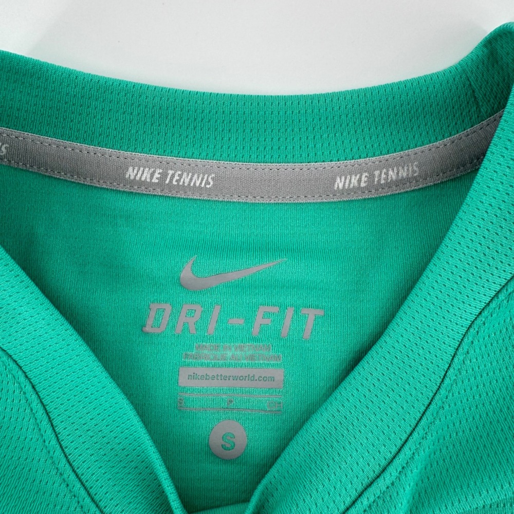 Nike Tennis Dri-FIT Shirt Mens Small Green Neon Yellow Athletic Short Sleeve - Picture 5 of 11